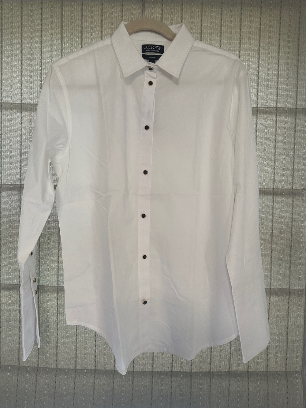 J. Crew White Womens Button-Up Dress Shirt with Dark/Gold Buttons